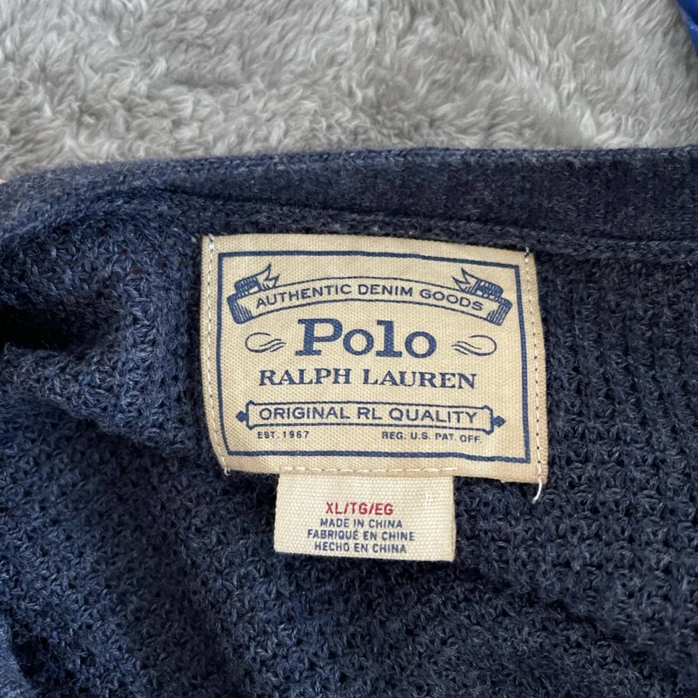 Polo Ralph Lauren Waffle Knit Henley Sweater Men’s XL Navy Blue Cotton